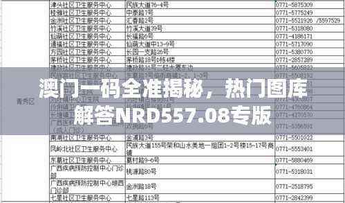 澳门一码全准揭秘，热门图库解答NRD557.08专版