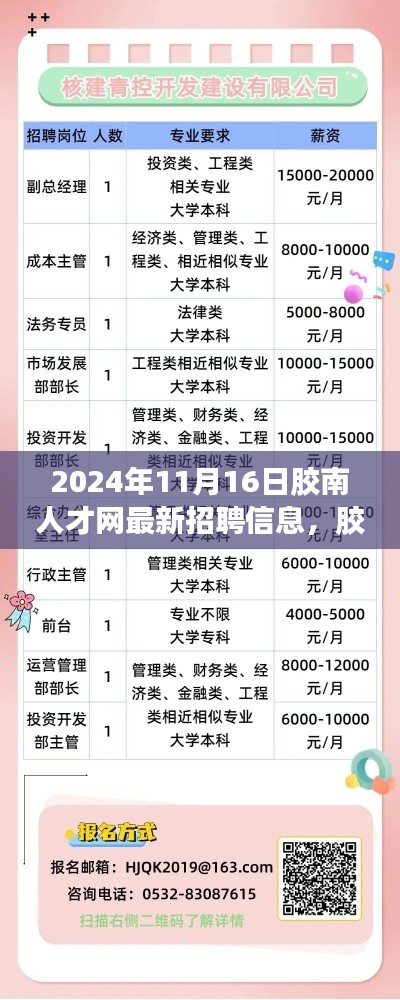 胶南人才网最新招聘信息亮点解析,2024年11月16日概览